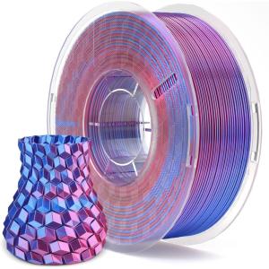 imageELEGOO Silk PLA Filament 175mm Silver Grey 1KG 3D Printer Filament Dimensional Accuracy  002mm 1kg Plastic Spool22lbs 3D Printing Filament Fits for Most FDM 3D PrintersSilk Dual Colors Blue Magenta