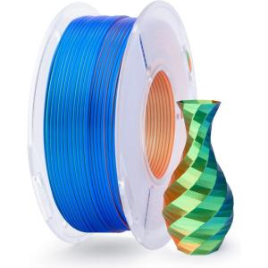 imageELEGOO Silk PLA Filament 175mm Silver Grey 1KG 3D Printer Filament Dimensional Accuracy  002mm 1kg Plastic Spool22lbs 3D Printing Filament Fits for Most FDM 3D Printers250g Silk Tri Orange Blue Green
