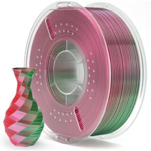 imageELEGOO Silk PLA Filament 175mm Silver Grey 1KG 3D Printer Filament Dimensional Accuracy  002mm 1kg Plastic Spool22lbs 3D Printing Filament Fits for Most FDM 3D PrintersSilk Dual Colors Red Green