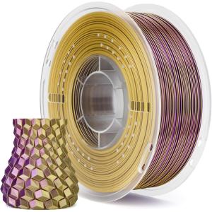 imageELEGOO Silk PLA Filament 175mm Silver Grey 1KG 3D Printer Filament Dimensional Accuracy  002mm 1kg Plastic Spool22lbs 3D Printing Filament Fits for Most FDM 3D PrintersSilk Dual Colors Yellow Purple