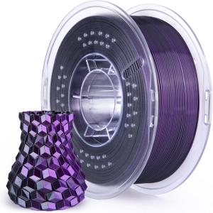 imageELEGOO Silk PLA Filament 175mm Silver Grey 1KG 3D Printer Filament Dimensional Accuracy  002mm 1kg Plastic Spool22lbs 3D Printing Filament Fits for Most FDM 3D PrintersSilk Dual Colors Purple Black