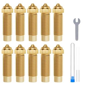 imageELEGOO 10pcs Multi Size Nozzles for Neptune 4 and Neptune 4 Pro 3D Printer Brass Hotend Nozzles 02040608mm with Cleaning KitsBrassNeptune 4 PlusMax