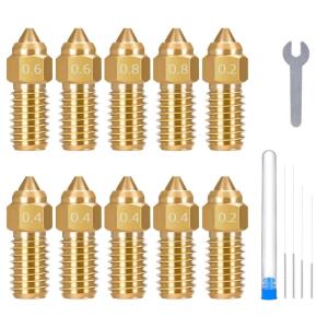 imageELEGOO 10pcs Multi Size Nozzles for Neptune 4 and Neptune 4 Pro 3D Printer Brass Hotend Nozzles 02040608mm with Cleaning KitsBrassNeptune 44 Pro