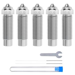 imageELEGOO 10pcs Multi Size Nozzles for Neptune 4 and Neptune 4 Pro 3D Printer Brass Hotend Nozzles 02040608mm with Cleaning KitsHarden SteelNeptune 4 PlusMax
