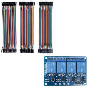 imageELEGOO 120pcs Multicolored Dupont Wire ampamp ELEGOO 4 Channel DC 5V Relay Module