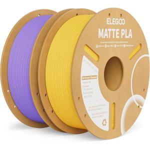 imageELEGOO Matte PLA Filament Matte White 2KG 175mm 3D Printer Filament Dimensional Accuracy  002mm 2pcs 1kg Carboard Spool 22lbs for Most FDM 3D PrintersLavender Purple  Sunshine Yellow