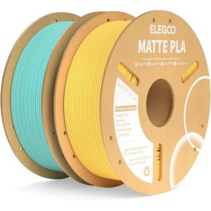 imageELEGOO Matte PLA Filament Matte White 2KG 175mm 3D Printer Filament Dimensional Accuracy  002mm 2pcs 1kg Carboard Spool 22lbs for Most FDM 3D PrintersTeal Green  Sunshine Yellow