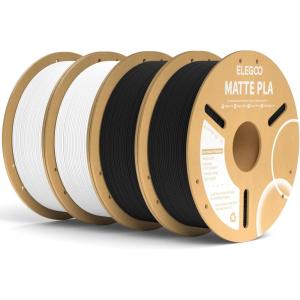 imageELEGOO Matte PLA Filament Matte White 2KG 175mm 3D Printer Filament Dimensional Accuracy  002mm 2pcs 1kg Carboard Spool 22lbs for Most FDM 3D PrintersBlack  White4 Pack