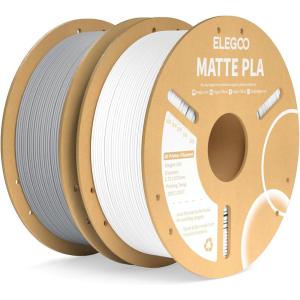 imageELEGOO Matte PLA Filament Matte White 2KG 175mm 3D Printer Filament Dimensional Accuracy  002mm 2pcs 1kg Carboard Spool 22lbs for Most FDM 3D PrintersWhite  Slate Gray
