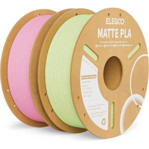 imageELEGOO Matte PLA Filament Matte White 2KG 175mm 3D Printer Filament Dimensional Accuracy  002mm 2pcs 1kg Carboard Spool 22lbs for Most FDM 3D PrintersSakura Pink  Mint Green