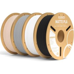 imageELEGOO Matte PLA Filament Matte White 2KG 175mm 3D Printer Filament Dimensional Accuracy  002mm 2pcs 1kg Carboard Spool 22lbs for Most FDM 3D PrintersBlack  White  Gray  Beige