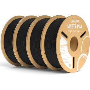 imageELEGOO Matte PLA Filament Matte White 2KG 175mm 3D Printer Filament Dimensional Accuracy  002mm 2pcs 1kg Carboard Spool 22lbs for Most FDM 3D PrintersBlack4 Pack