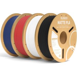 imageELEGOO Matte PLA Filament Matte White 2KG 175mm 3D Printer Filament Dimensional Accuracy  002mm 2pcs 1kg Carboard Spool 22lbs for Most FDM 3D PrintersBlackWhiteNavy BlueRuby Red