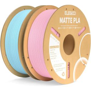 imageELEGOO Matte PLA Filament Matte White 2KG 175mm 3D Printer Filament Dimensional Accuracy  002mm 2pcs 1kg Carboard Spool 22lbs for Most FDM 3D PrintersSakura Pink  Ice Blue
