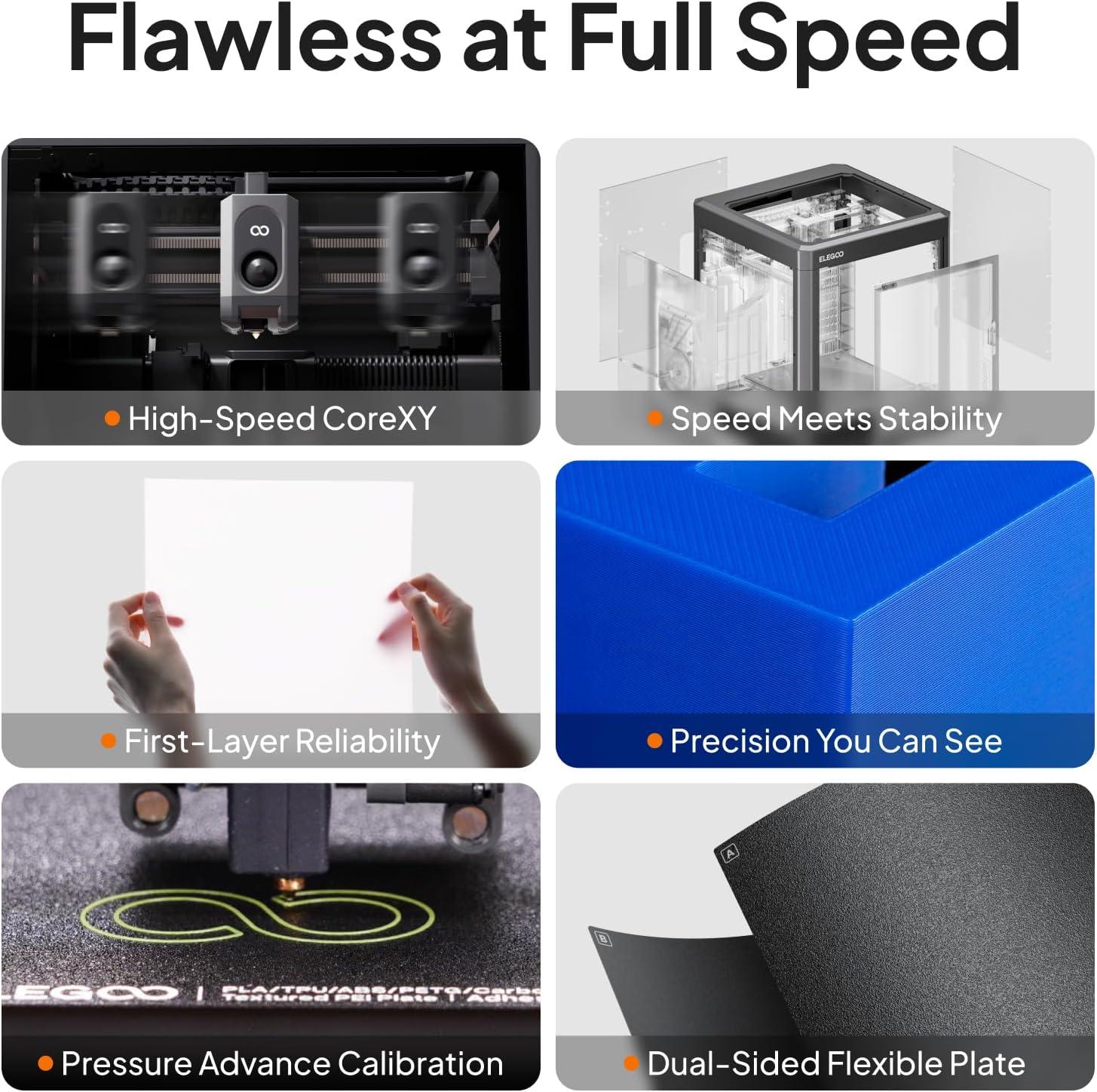 imageELEGOO Centauri Carbon 2 Combo Multi Color 3D Printer CoreXY 500mms High Speed Multicolor Printing with Canvas 1Click Full Auto Leveling and 350C HighTemp Nozzle 256x256x256mm Build VolumeCentauri Carbon 2 Combo