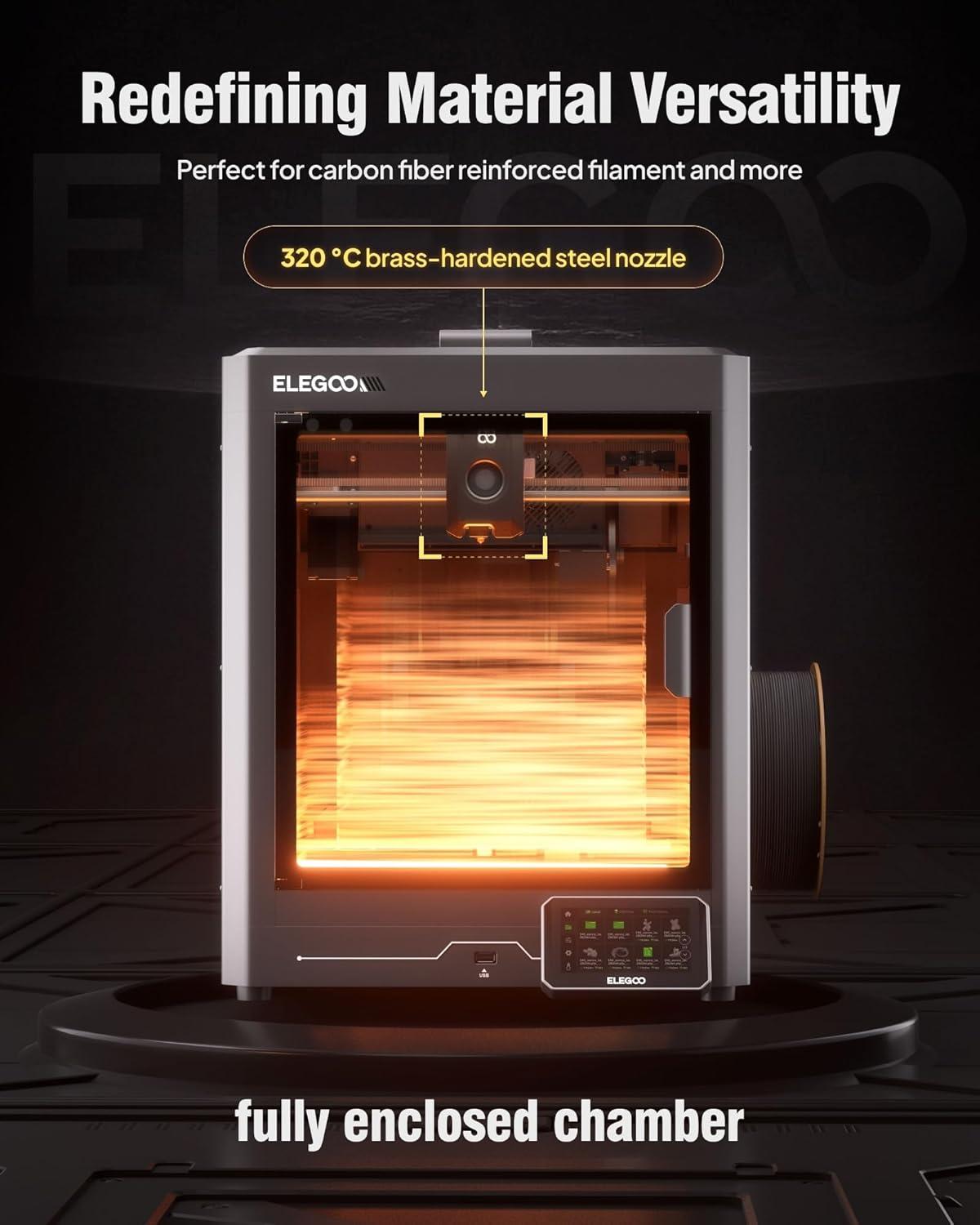 imageELEGOO Centauri Carbon 2 Combo Multi Color 3D Printer CoreXY 500mms High Speed Multicolor Printing with Canvas 1Click Full Auto Leveling and 350C HighTemp Nozzle 256x256x256mm Build VolumeCentauri Carbon