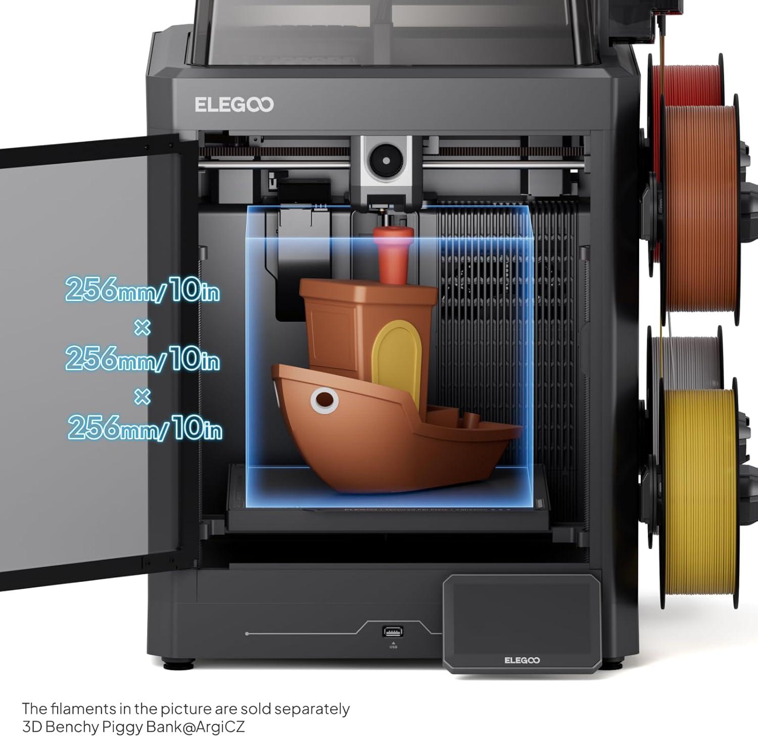 imageELEGOO Centauri Carbon 2 Combo Multi Color 3D Printer CoreXY 500mms High Speed Multicolor Printing with Canvas 1Click Full Auto Leveling and 350C HighTemp Nozzle 256x256x256mm Build VolumeCentauri Carbon 2 Combo
