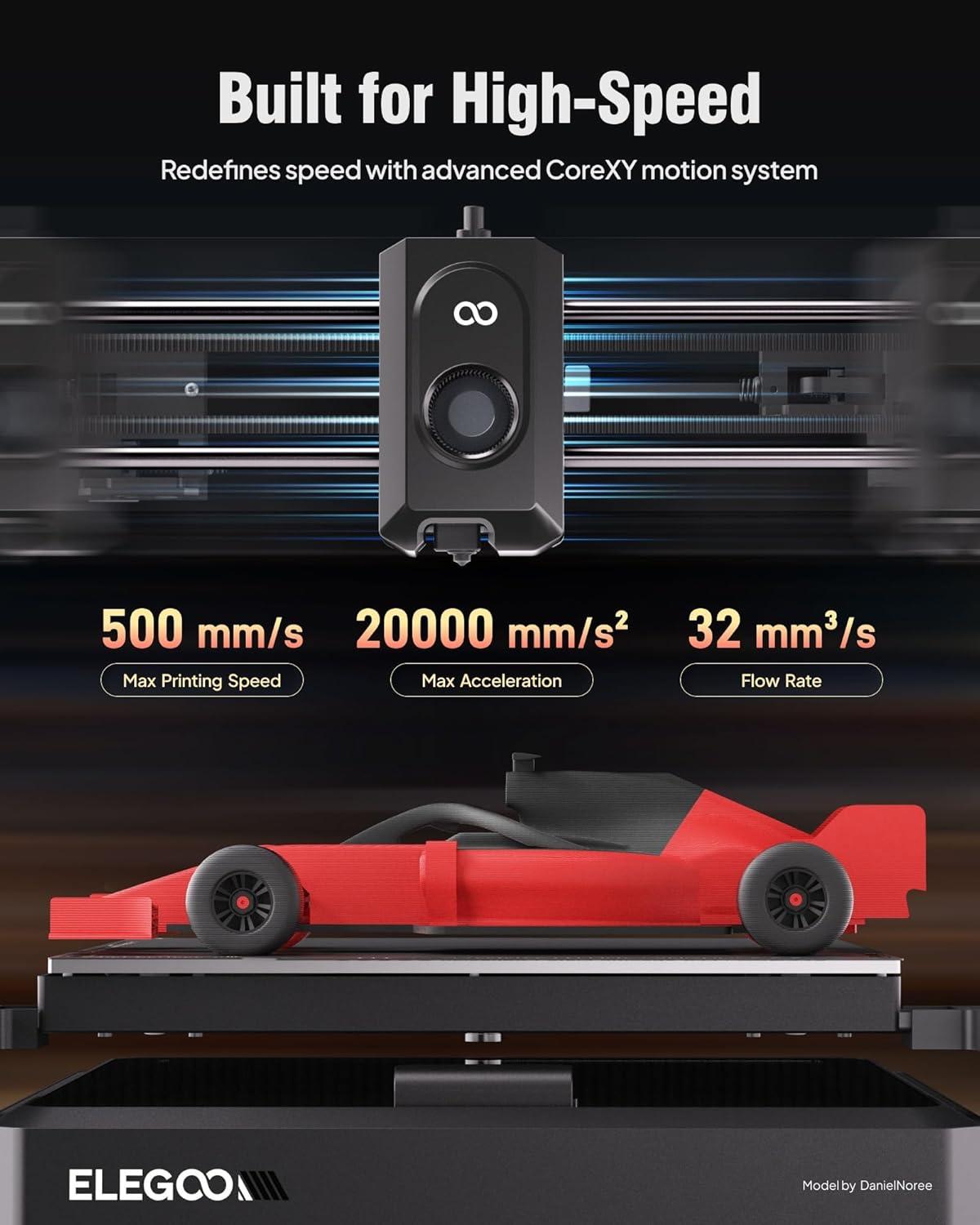 imageELEGOO Centauri Carbon 2 Combo Multi Color 3D Printer CoreXY 500mms High Speed Multicolor Printing with Canvas 1Click Full Auto Leveling and 350C HighTemp Nozzle 256x256x256mm Build VolumeCentauri Carbon