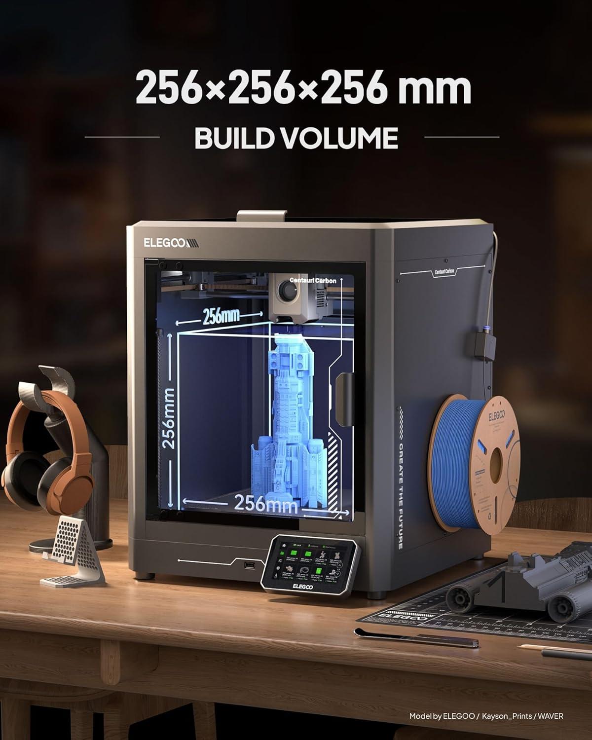 imageELEGOO Centauri Carbon 2 Combo Multi Color 3D Printer CoreXY 500mms High Speed Multicolor Printing with Canvas 1Click Full Auto Leveling and 350C HighTemp Nozzle 256x256x256mm Build VolumeCentauri Carbon