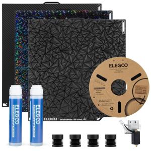 imageELEGOO 3D Printer Starter Kit for Centauri Carbon 3D Printing Accessory Including PLA Filament DualSided Build Plate Set Adhesive Glue 04mm Hardened Steel Nozzle Kit and AntiVibration Feet