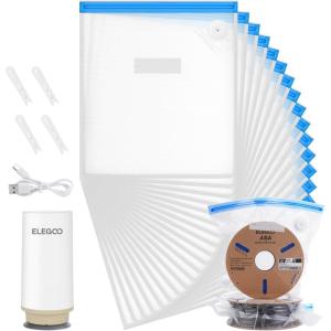 imageELEGOO Filament Vacuum Storage Kit with with Upgraded Auto Pump and Bags 20 Pack Vacuum Sealed Bags for Keeping 3D Printer Filament Dry138  126 inch20 Bags with Auto Pump