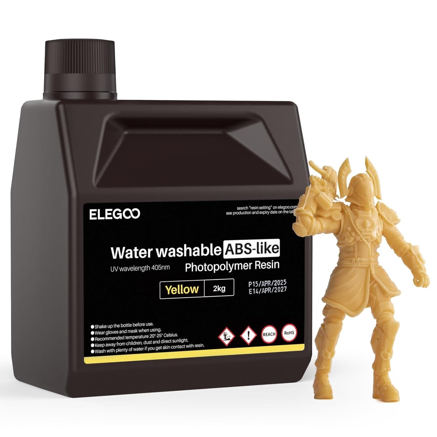image:imageELEGOO 8K Water Washable ABSLike Resin for 3D Prints High Toughness Low Odor Perfect for Miniatures Prototypes amp Functional Parts Compatible with MSLADLPLCD 3D Printers Red Clay 2000gYellow