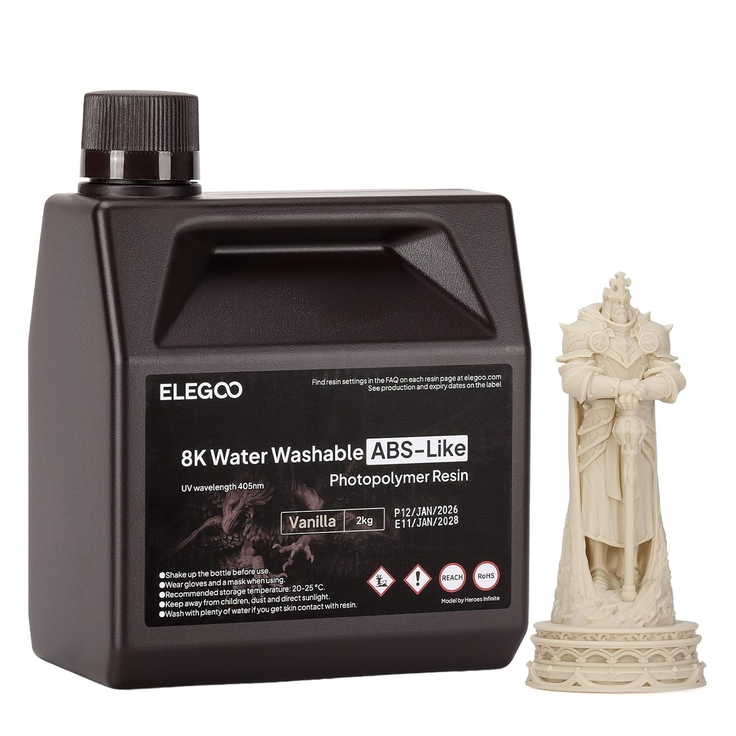 image:imageELEGOO 8K Water Washable ABSLike Resin for 3D Prints High Toughness Low Odor Perfect for Miniatures Prototypes amp Functional Parts Compatible with MSLADLPLCD 3D Printers Red Clay 2000gVanilla