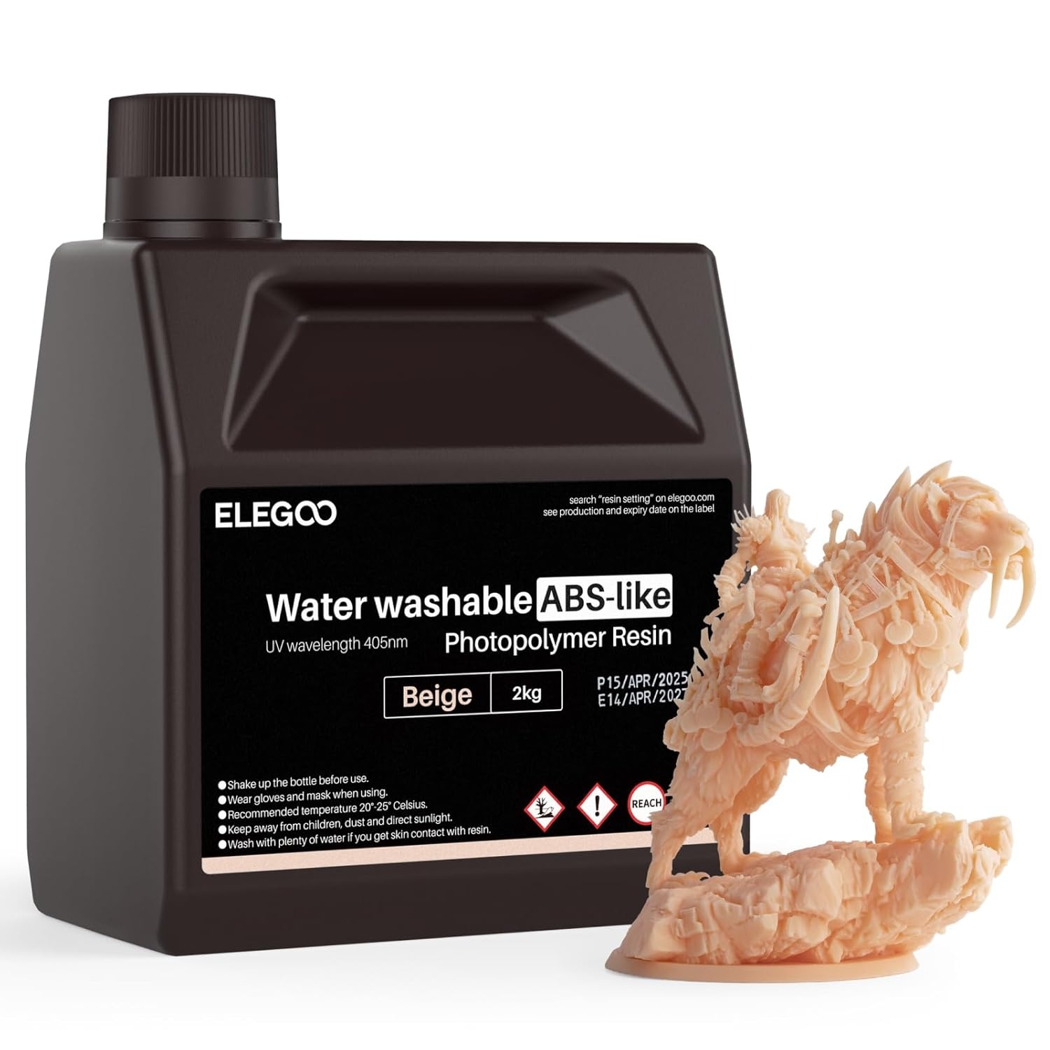 image:imageELEGOO 8K Water Washable ABSLike Resin for 3D Prints High Toughness Low Odor Perfect for Miniatures Prototypes amp Functional Parts Compatible with MSLADLPLCD 3D Printers Red Clay 2000gBeige