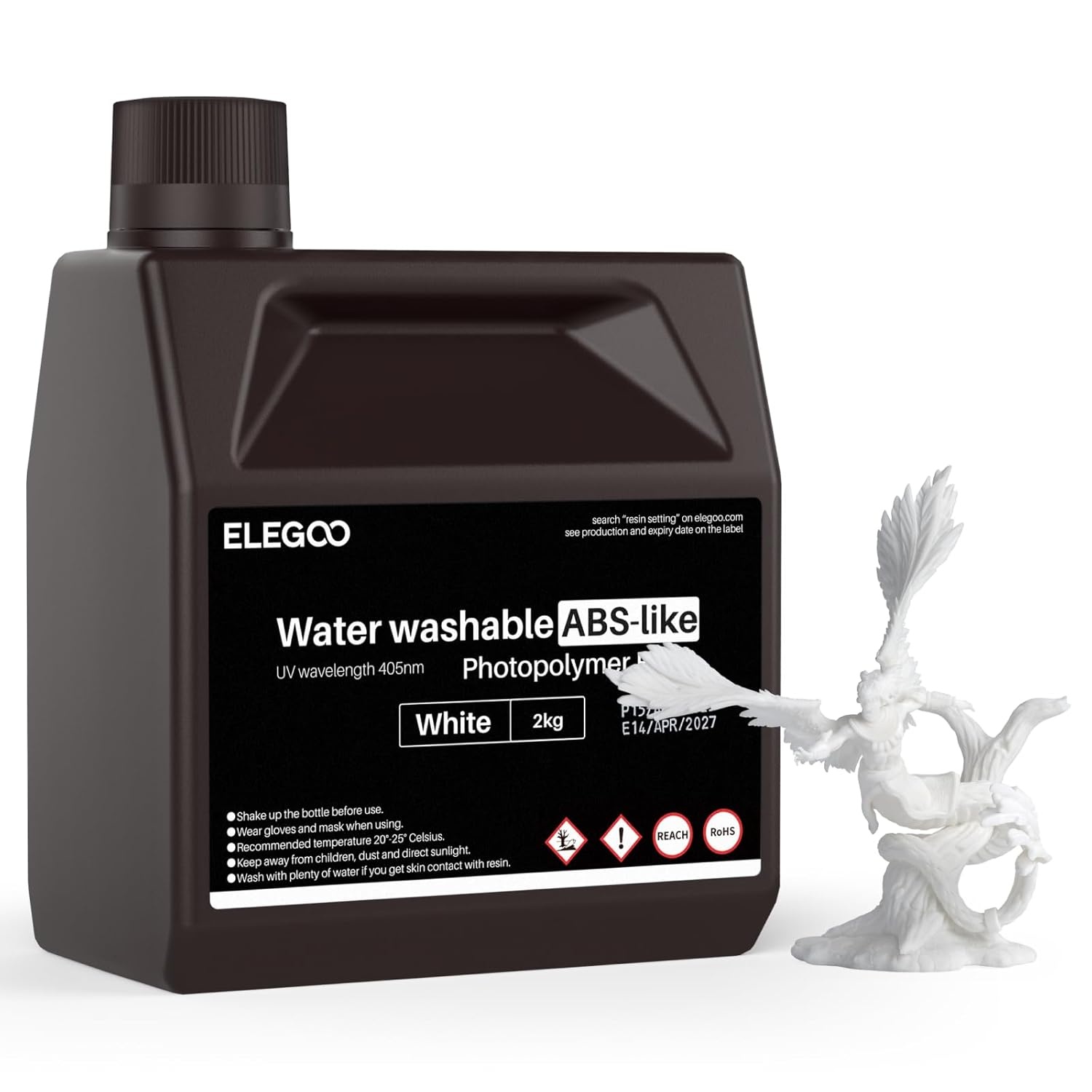 image:imageELEGOO 8K Water Washable ABSLike Resin for 3D Prints High Toughness Low Odor Perfect for Miniatures Prototypes amp Functional Parts Compatible with MSLADLPLCD 3D Printers Red Clay 2000gWhite