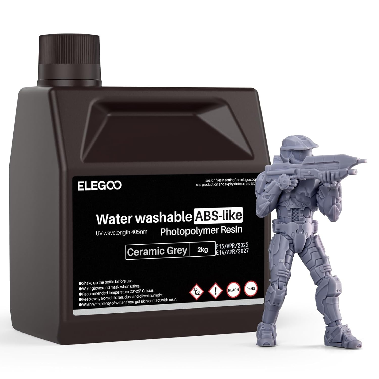 image:imageELEGOO 8K Water Washable ABSLike Resin for 3D Prints High Toughness Low Odor Perfect for Miniatures Prototypes amp Functional Parts Compatible with MSLADLPLCD 3D Printers Red Clay 2000gCeramic Grey