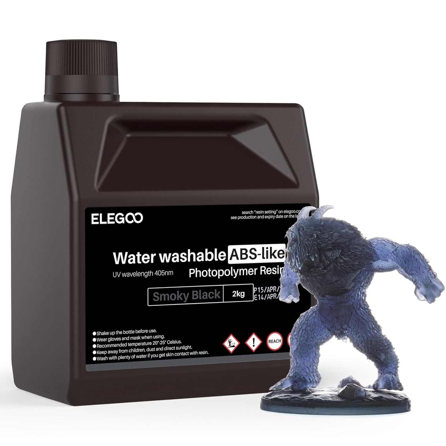image:imageELEGOO 8K Water Washable ABSLike Resin for 3D Prints High Toughness Low Odor Perfect for Miniatures Prototypes amp Functional Parts Compatible with MSLADLPLCD 3D Printers Red Clay 2000gSmoky Black