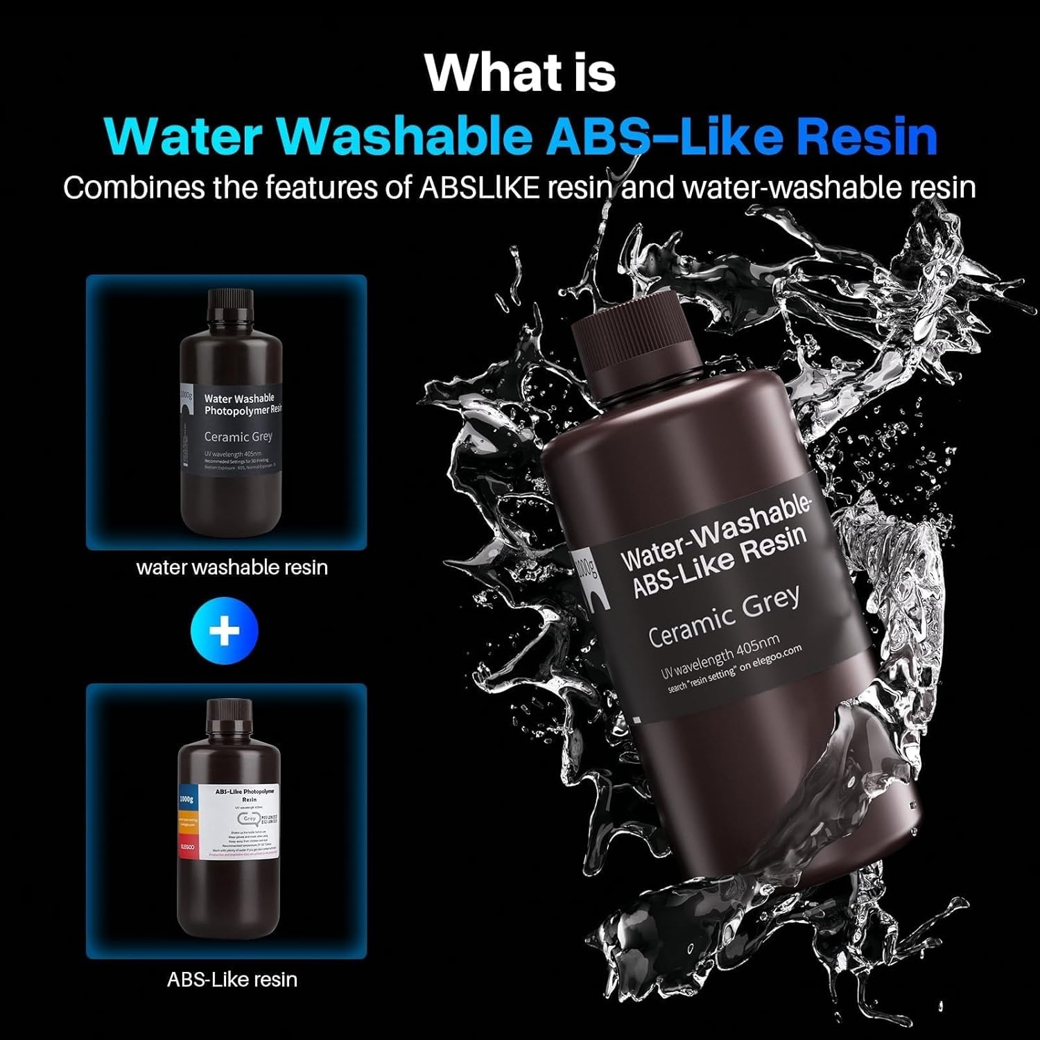 image:imageELEGOO 8K Water Washable ABSLike Resin for 3D Prints High Toughness Low Odor Perfect for Miniatures Prototypes amp Functional Parts Compatible with MSLADLPLCD 3D Printers Red Clay 2000gBlack