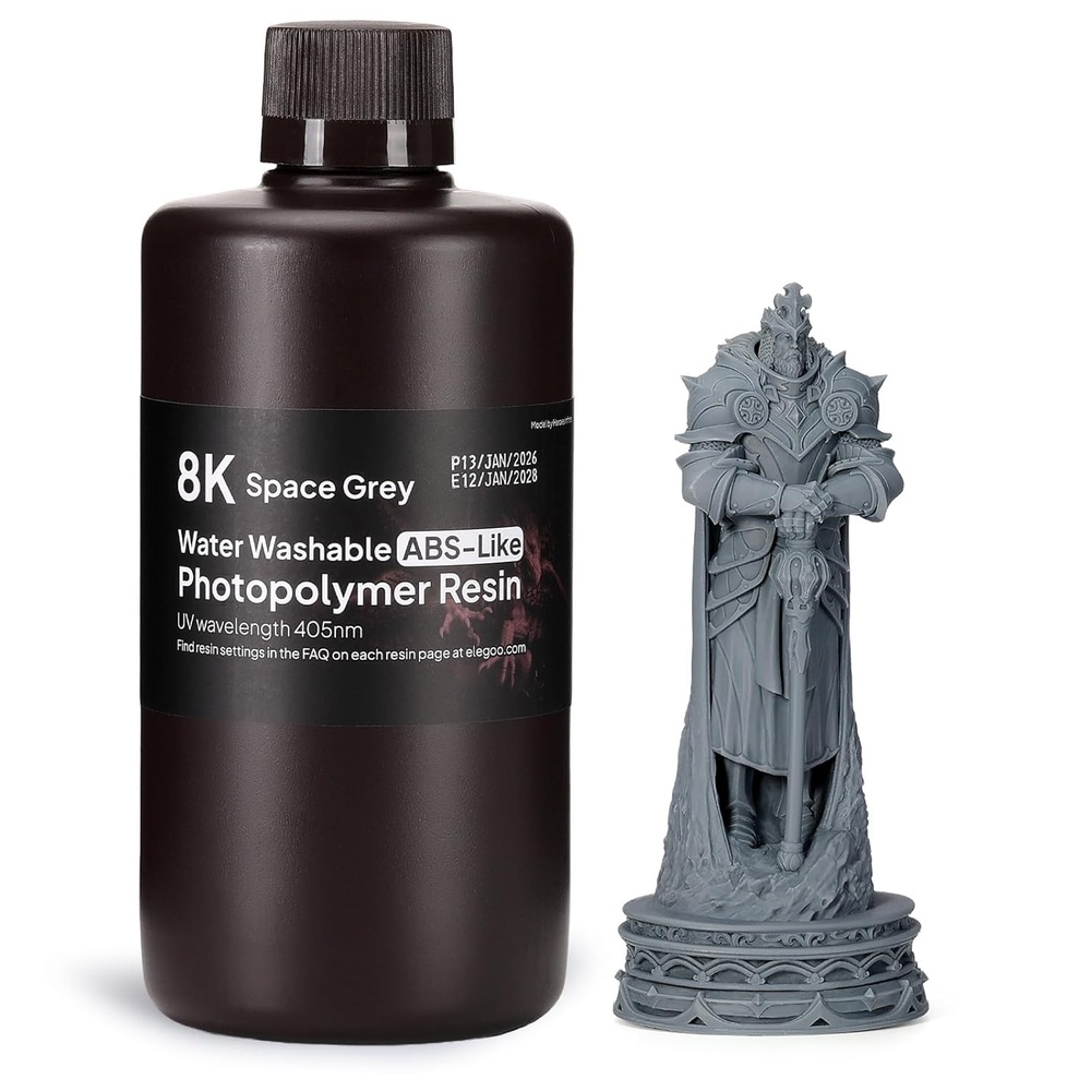 image:imageELEGOO 8K Water Washable ABSLike Resin for 3D Prints High Toughness Low Odor Perfect for Miniatures Prototypes amp Functional Parts Compatible with MSLADLPLCD 3D Printers Red Clay 2000gSpace Grey