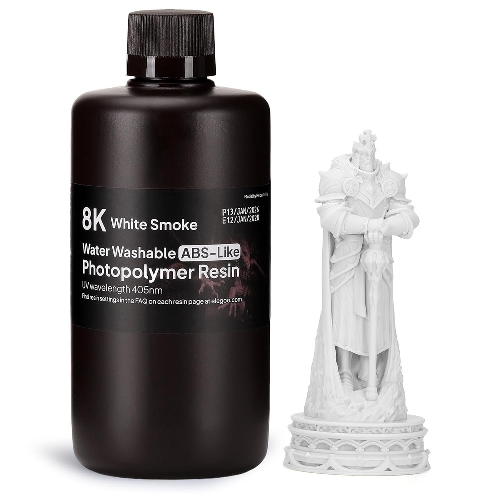 image:imageELEGOO 8K Water Washable ABSLike Resin for 3D Prints High Toughness Low Odor Perfect for Miniatures Prototypes amp Functional Parts Compatible with MSLADLPLCD 3D Printers Red Clay 2000gWhite Smoke